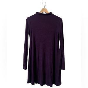 Forever 21 Purple Ribbed Mock Neck Long Sleeve Dress
